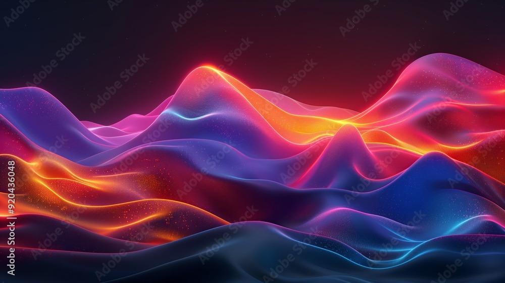 Abstract background with colorful waves and glowing lights, 3D rendering illustration of wavy abstract background with copy space Abstract background with colorful waves and glowing lights, 3D rendering illustration of wavy abstract background with copy space