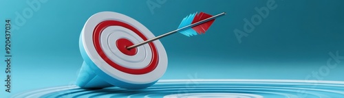 A vibrant target with an arrow hitting the bullseye, symbolizing precision, achievement, and goal setting in a dynamic environment. photo