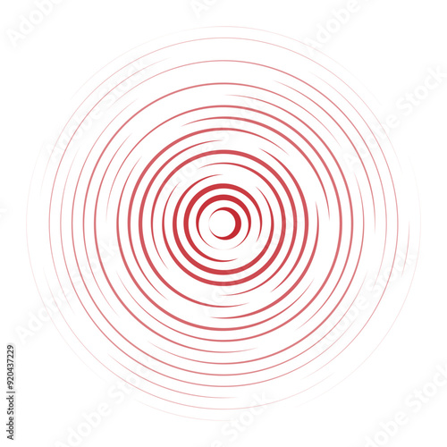 Concentric ripple circles line. Radial signal, sonar wave, soundwave icon isolated on white background. Touch effec. Round circular signal