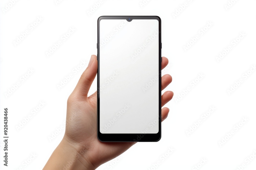 Blank Smartphone Mockup on Hand created with Generative AI