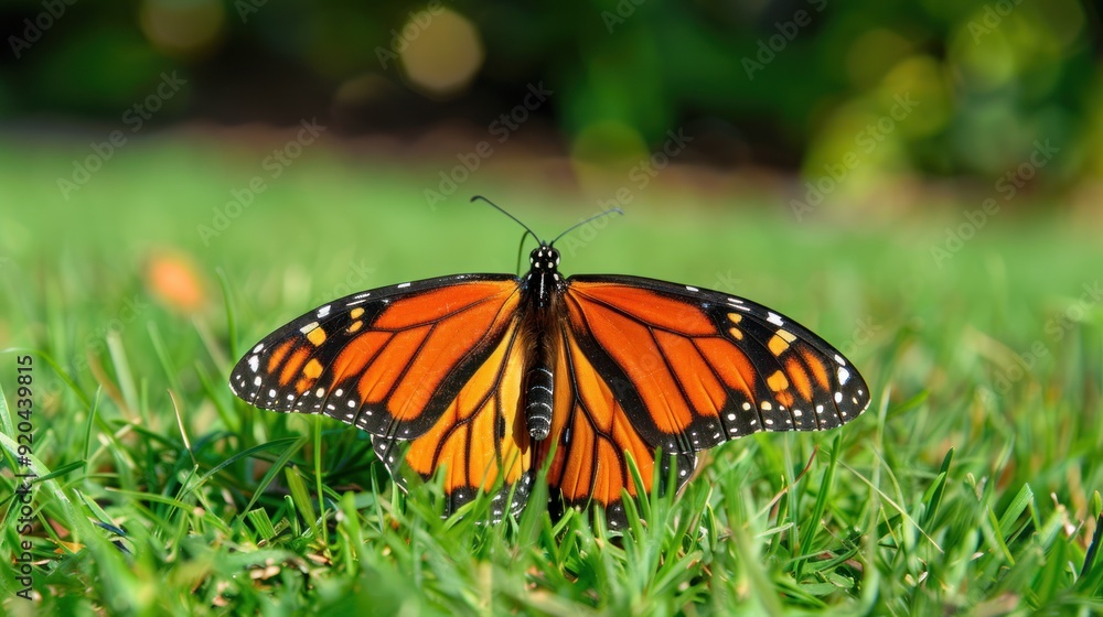 Fototapeta premium Monarch Butterfly on Grass