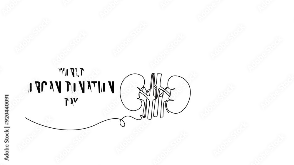 World organ donation day concept. Single line draw design. Full length animation illustration. High quality 4k footage. World organ donation day concept. Single line draw design. Full length animation illustration. High quality 4k footage.