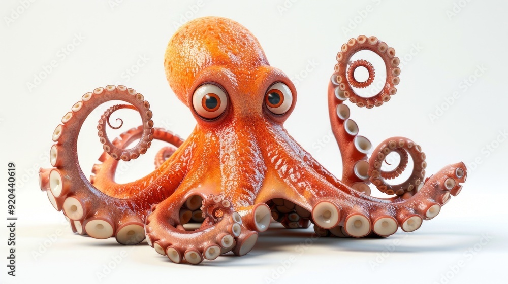 Obraz premium Cute Orange Octopus with Big Eyes