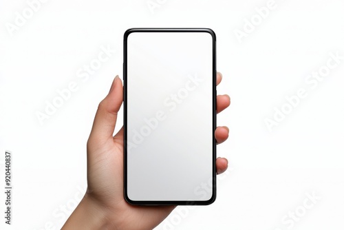 Blank Smartphone Mockup on Hand created with Generative AI