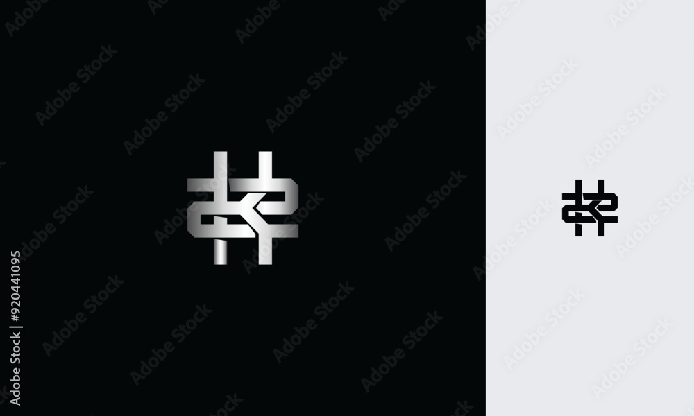 Obraz premium initial letters K2 or 2K ,K, 2, overlapping interlock monogram logo line art style