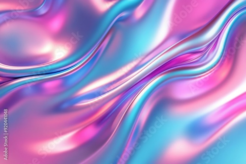 Wallpaper Mural Abstract Liquid Forms in a Holographic 3D Wave Background, Capturing the Essence of Fluid Motion for Futuristic Visuals. Torontodigital.ca