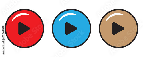 Play button icon vector set. Start Buttons Illustration. Music video start sign. Vector illustration.