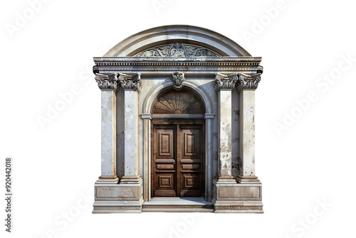 Elements of architecture of buildings, ancient doorways and arches, doors and apertures. On the streets in Georgia, public places Isolated on transparent background. 3d illustration.