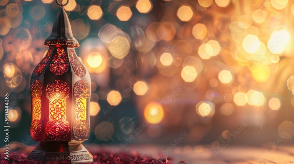 A Single Lantern in the Warm Glow of Ramadan A Single Lantern in the Warm Glow of Ramadan
