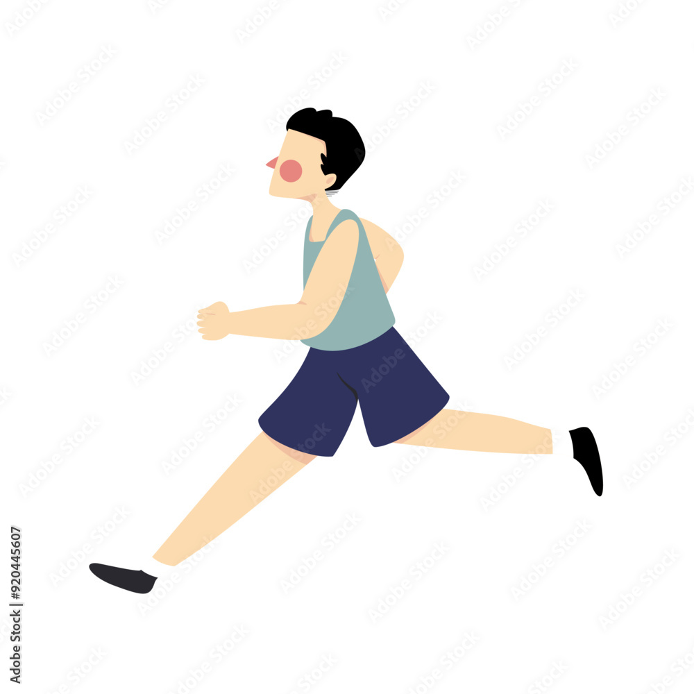 Fototapeta premium Man running or jogging vector art. Isolated on white background