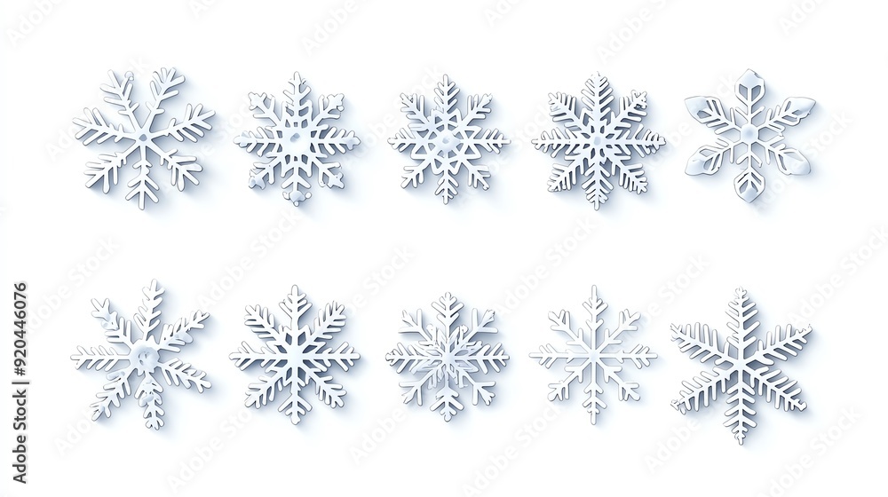 Snowflake Christmas sticker set, simple and elegant, isolated on white background, Snowflake Christmas sticker set, simple and elegant, isolated on white background,