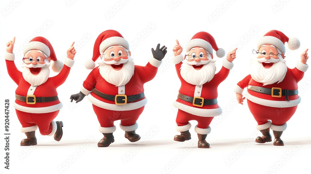 Santa Claus with Reindeer Stickers , isolated on a white background, 3D realistic High quality image files,, Santa Claus with Reindeer Stickers , isolated on a white background, 3D realistic High quality image files,,