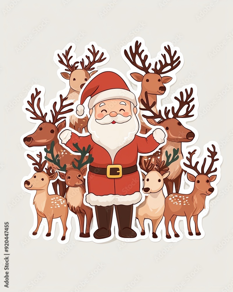 Santa Claus and reindeer sticker set, 3D realistic High quality image files, and festive, perfect for Christmas decorations, Santa Claus and reindeer sticker set, 3D realistic High quality image files, and festive, perfect for Christmas decorations,