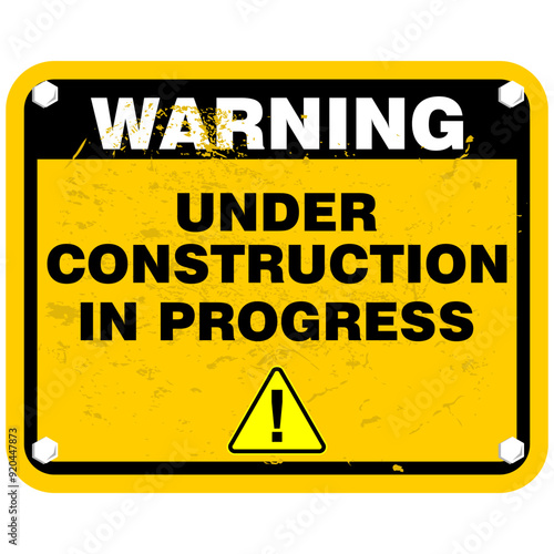 warning, under construction and work in progress, sign vector