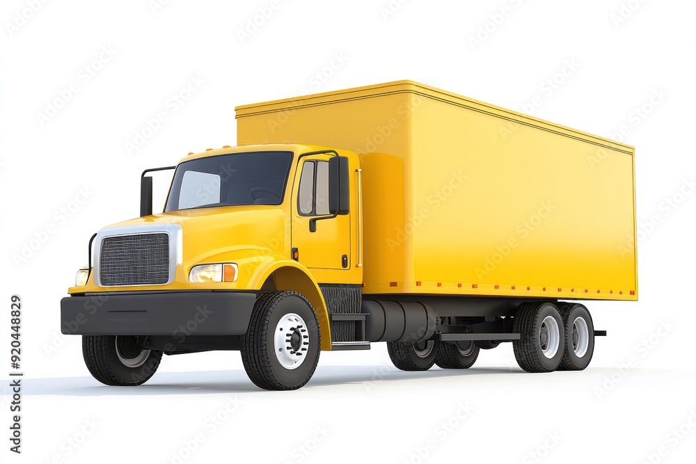 Yellow Delivery Truck Illustration Isolated on White Yellow Delivery Truck Illustration Isolated on White