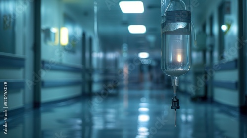 Intravenous Drip in Hospital Corridor