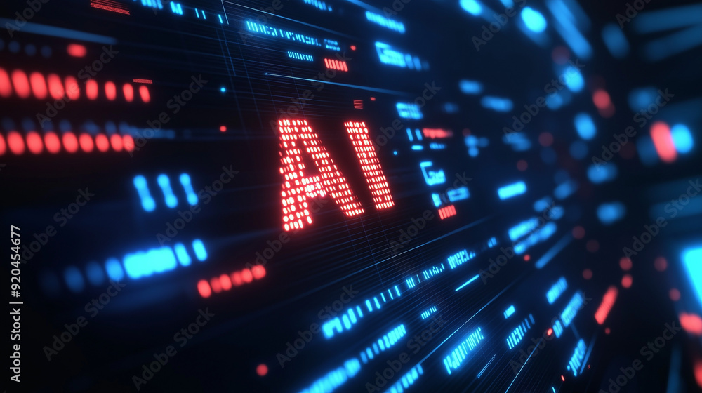 Artificial Intelligence. Glowing Artificial Intelligence. Glowing