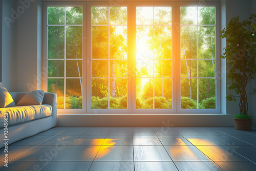 House interior with big window
