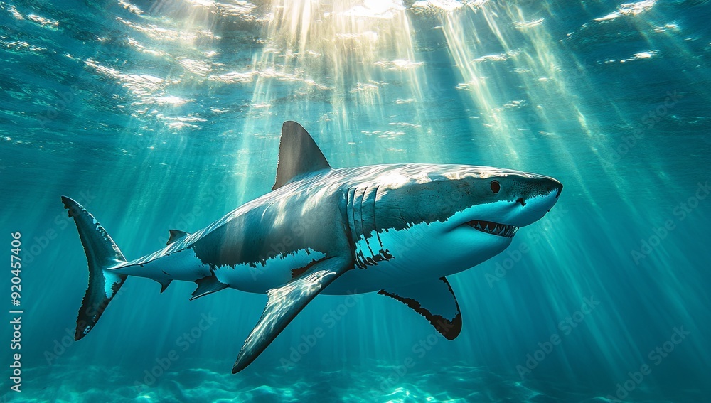 Fototapeta premium Great White Shark Underwater