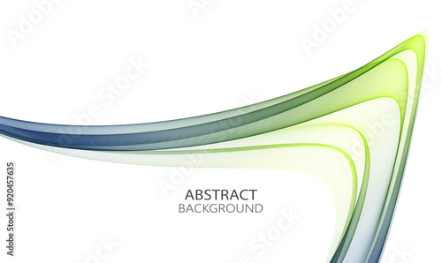 Curved blue yellow transparent wave on white background, design element