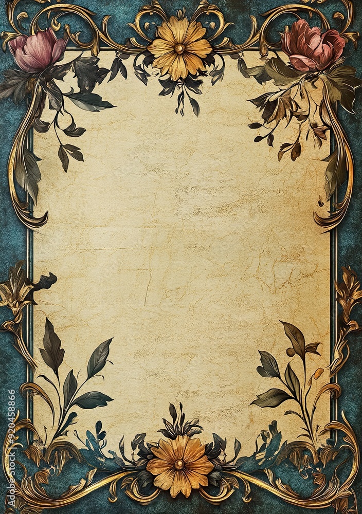 Art Nouveau pattern blank frame, Art Nouveau style 1900s Art Nouveau pattern blank frame, Art Nouveau style 1900s