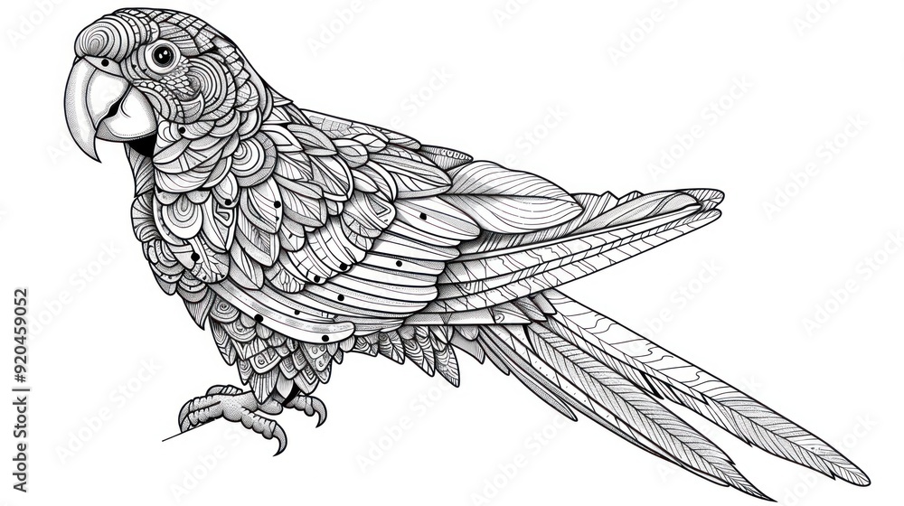 Fototapeta premium Detailed Parrot Illustration