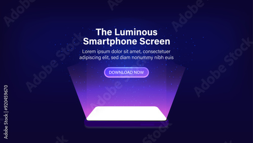 Glowing Light Smartphone and Mobile phone Screen: Luminous Mobile Display, Tablet Technology. Vector.