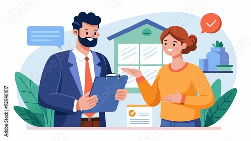 A successful leasing agent is a skilled negotiator and communicator. The leasing agent discusses lease terms with a tenant, emphasizing the importance of effective negotiation and clear communication.