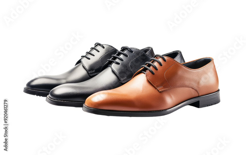 Elegant Brown Leather Shoes for Men: Minimalist Style, Isolated on White Background