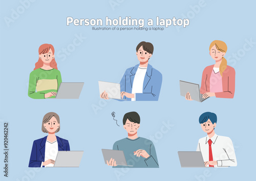 노트북을 든 사람 일러스트
