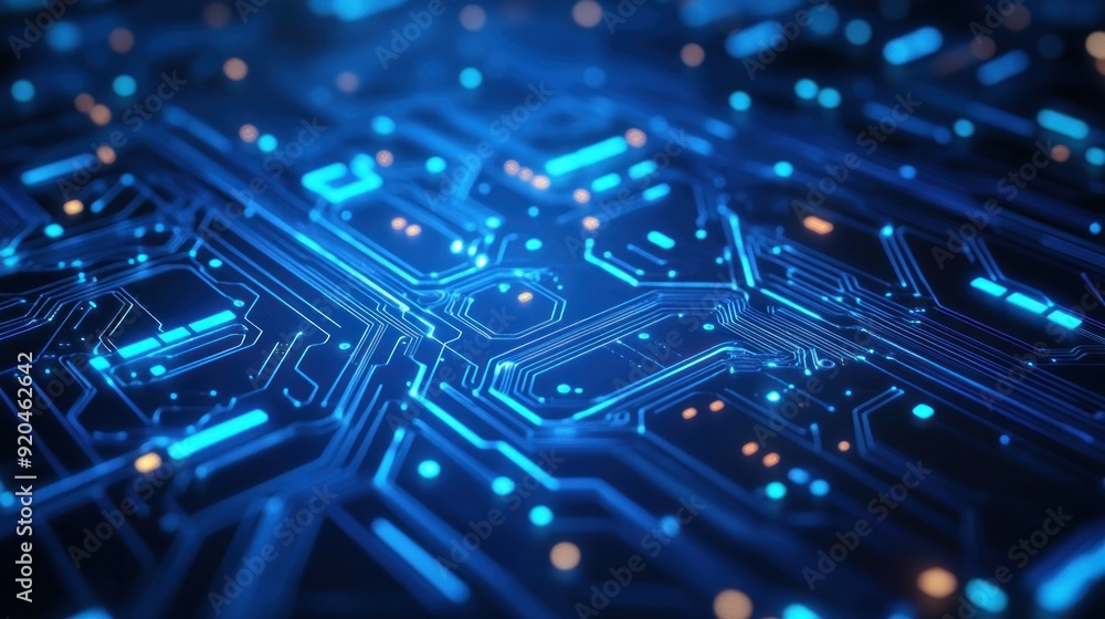 Abstract Circuit Board with Glowing Blue Lines Abstract Circuit Board with Glowing Blue Lines