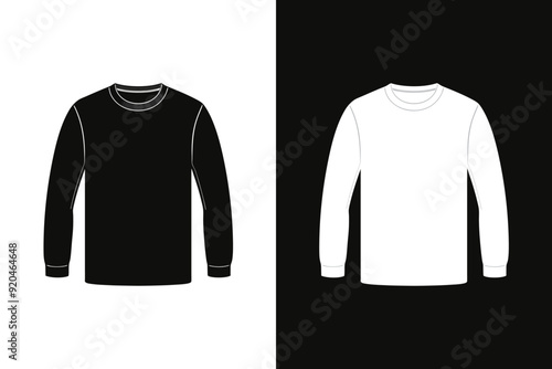 Black and white Color unisex Long Sleeve T shirt Mock up 