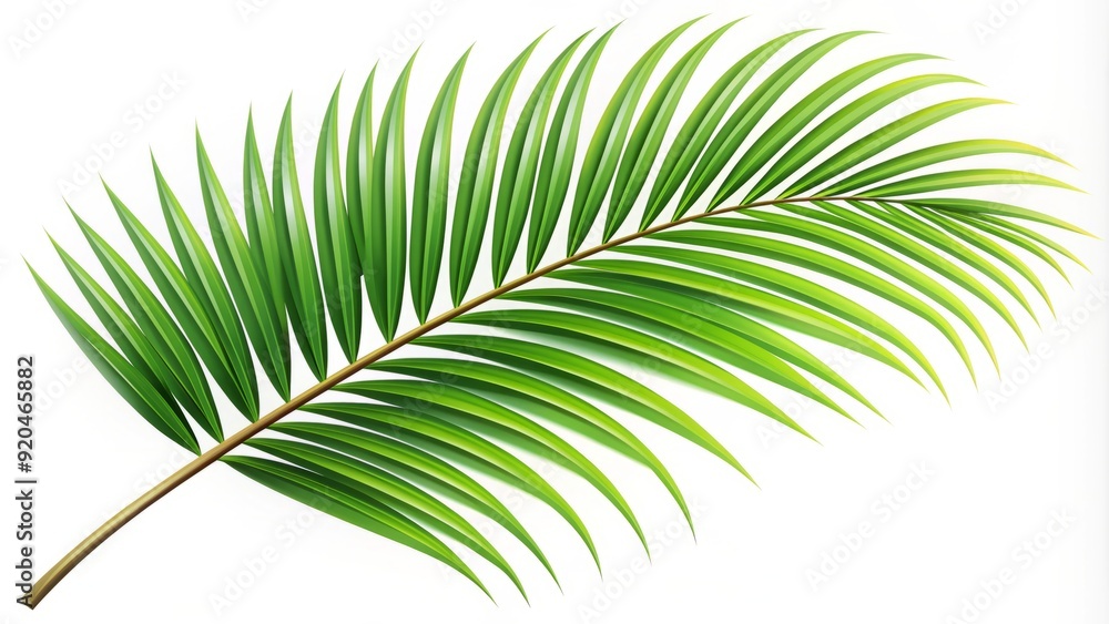 Obraz premium A stylized illustration of a palm branch with intricate details, featuring lush green leaves and a slender stem, symbolizing tropical vibes and natural elegance.
