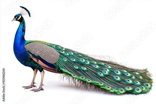 beautiful peacock isolated on white background