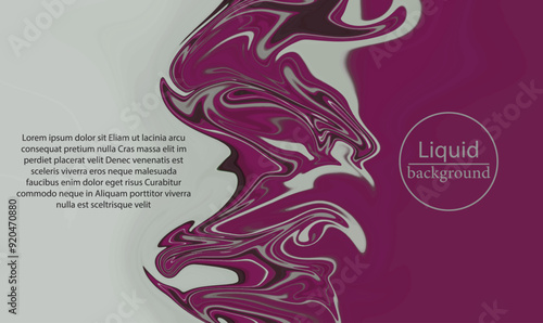 Flow purple and gray swirled liquid marble background, design element.