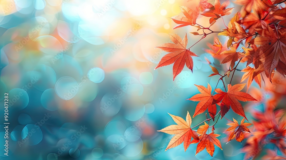 Vibrant autumn leaves dance in the soft light, creating a stunning contrast against a dreamy, blurred background. Vibrant autumn leaves dance in the soft light, creating a stunning contrast against a dreamy, blurred background.