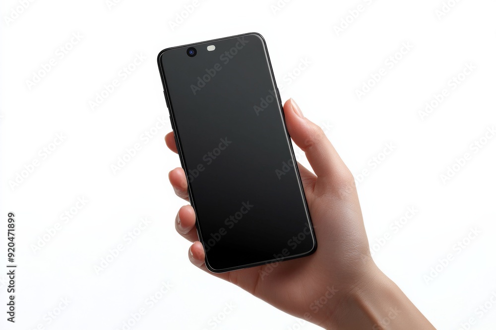Blank Smartphone Mockup on Hand created with Generative AI Blank Smartphone Mockup on Hand created with Generative AI