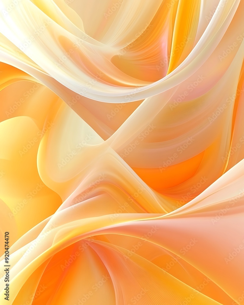 Obraz premium Non-Seamless Abstract with Swirling Waves in Sunshine Yellow and Peach Fuzz