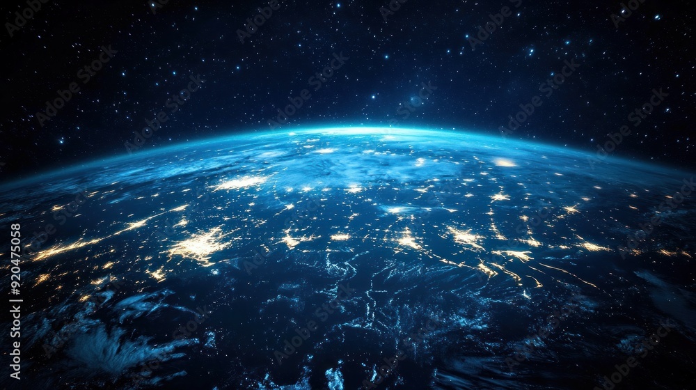 Fototapeta premium Earth from Space with City Lights