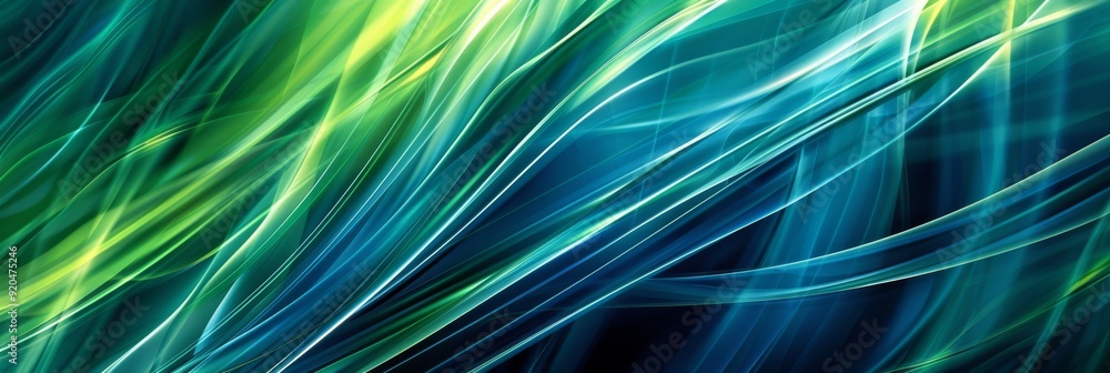A mesmerizing display of colorful light waves showcasing abstract art with vivid blue and green hues A mesmerizing display of colorful light waves showcasing abstract art with vivid blue and green hues
