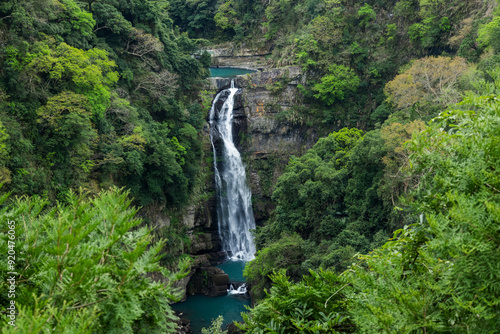 Beautiful waterfall scenery in Xiao Wulai Scenic Area at Taoyuan of Taiwan photo