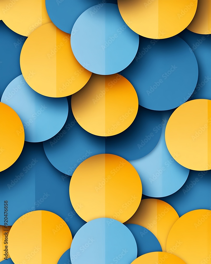 Seamless Abstract with Overlapping Circles Grid in Chambray Blue and Sunshine Yellow Seamless Abstract with Overlapping Circles Grid in Chambray Blue and Sunshine Yellow