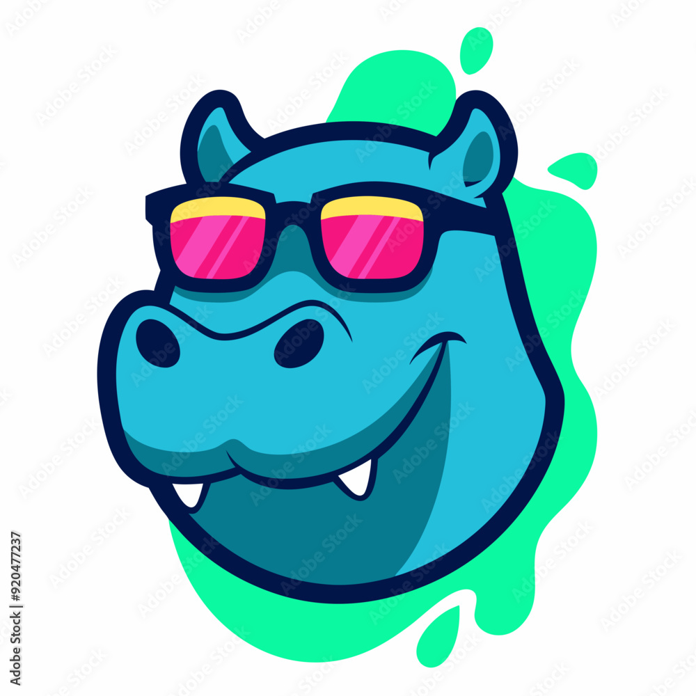 Hippopotamus logo design vector art illustration. Hippopotamus with sunglasses icon illustration.
Hippopotamus logo design vector art illustration. Hippopotamus with sunglasses icon illustration.