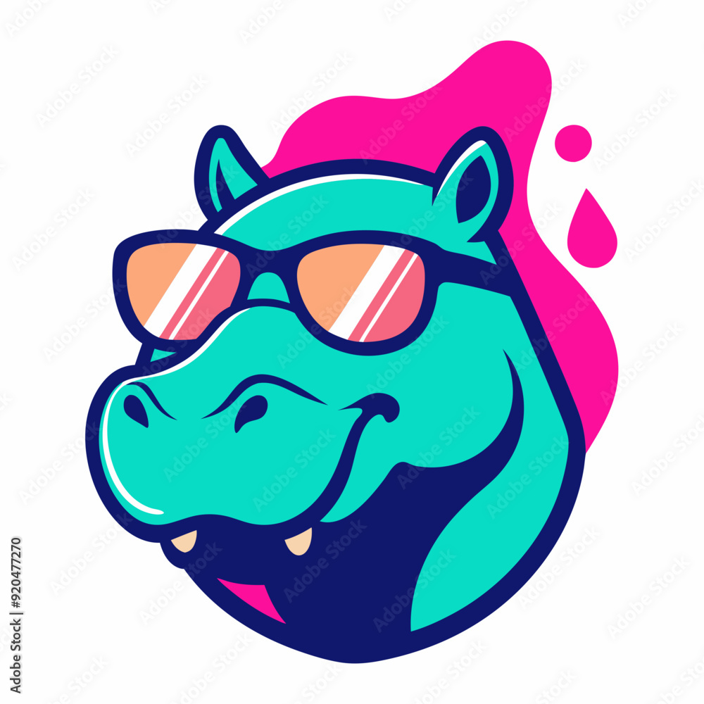 Hippopotamus logo design vector art illustration. Hippopotamus with sunglasses icon illustration.
Hippopotamus logo design vector art illustration. Hippopotamus with sunglasses icon illustration.