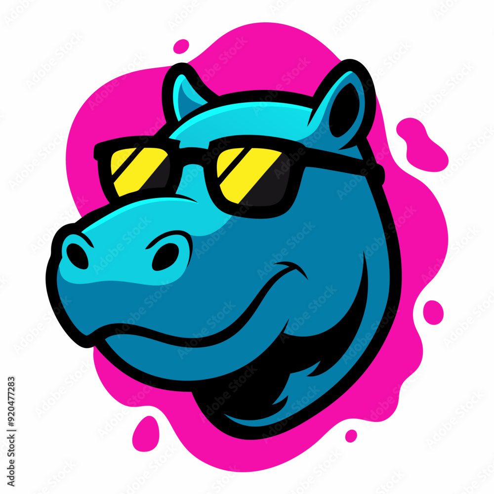 Hippopotamus logo design vector art illustration. Hippopotamus with sunglasses icon illustration.
Hippopotamus logo design vector art illustration. Hippopotamus with sunglasses icon illustration.
