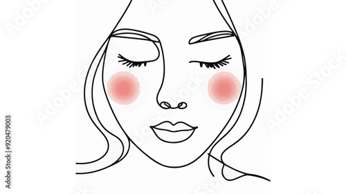 Blushing Face line art drawing