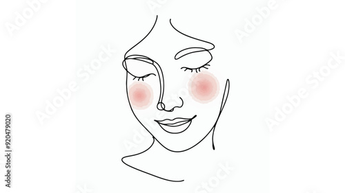 Woman Blushing Face Line art 