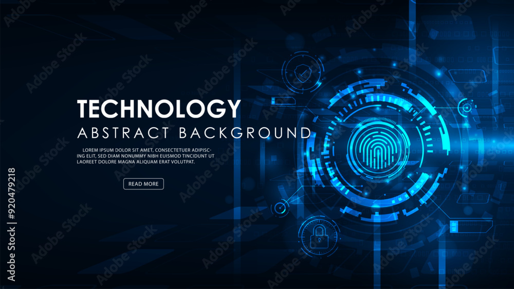 Abstract technology background. Cyber security concept. Fingerprint scanner on circuit board. Abstract technology background. Cyber security concept. Fingerprint scanner on circuit board.