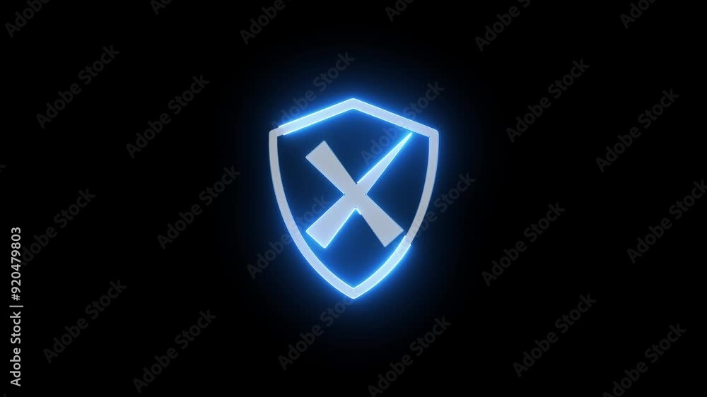 Shield with reject icon, animation of Shield with decline icon. Shield with reject icon, animation of Shield with decline icon.