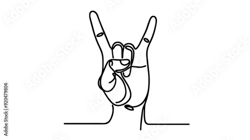 rock-on hand line art drawing